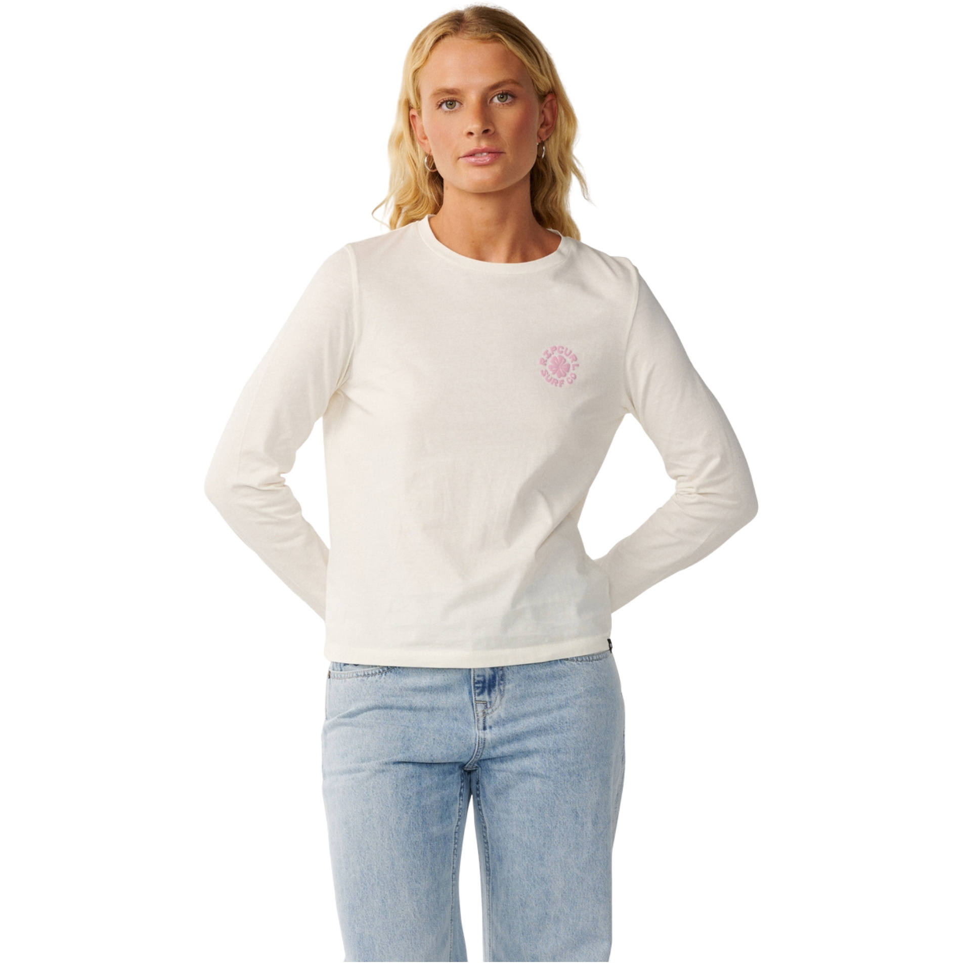 2026 Rip Curl Womens Party Wave Long Sleeve T-Shirt 0Q8WTE - Off White